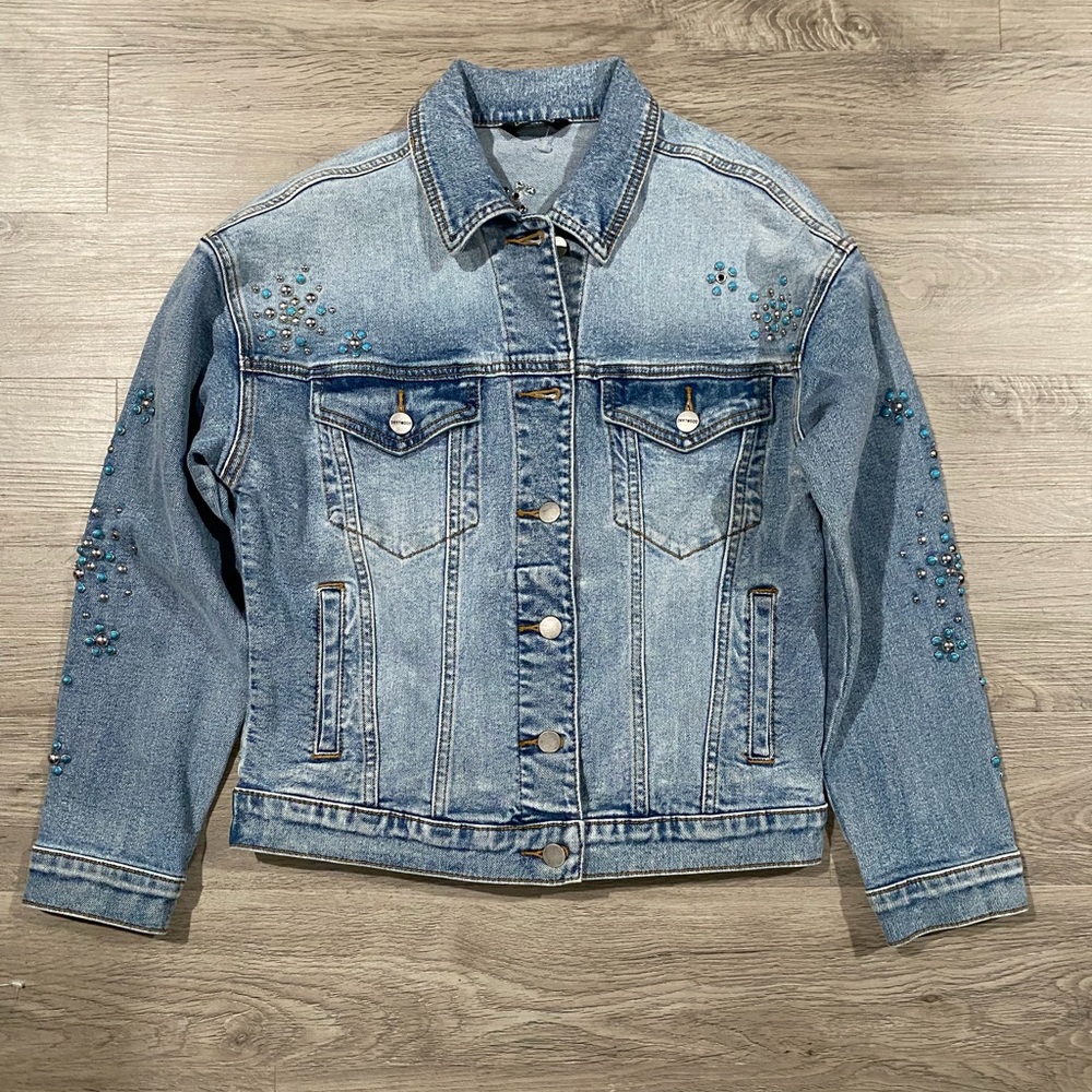 DRIFTWOOD Light Blue Embellished Jean‎ Jacket Studded